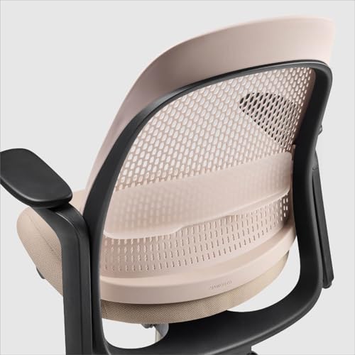 Haworth Breck Ergonomic Office Chair, Home Office Desk Chair, Blush | Computer Desk Chair with Height-Adjustable Lumbar Support, Black Trim, and 4D-Arms - color: Blush, style: Black Trim