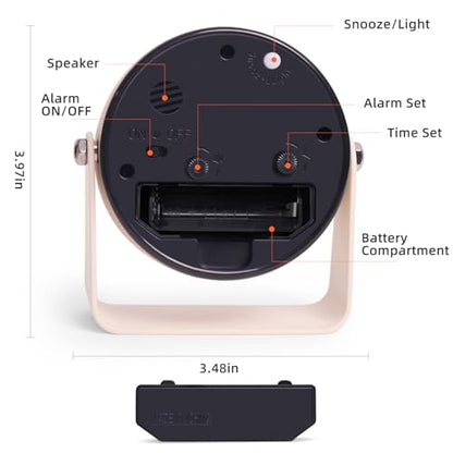 TIMESS Analog Alarm Clock with Snooze & Light, Silent Non-Ticking, Yellow | On-demand light, quartz movement, battery operated, easy to set, gentle wake alarm, bedside clock for home, travel, or office - color: Yellow