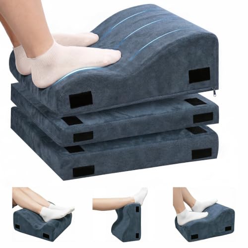 LOCKCURX Under Desk Foot Rest, 3-Level Adjustable Foot Stool (Blue) | 30D Resilient Foam, Ergonomic, Washable, Non Slip Base for Office, Gaming, Sofa & Car - color: Blue