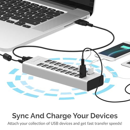 SABRENT 90W 20-Port USB 2.0 Charging Station (AX-P20C) - size: 20-PORT