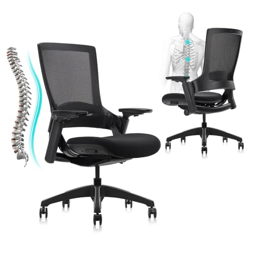 CLATINA Office Chair Swivel Executive Chair, Adjustable Ergonomic Computer Chair with 3D Armrest and Lumbar Support, Mesh Backrest Task Chair for Home Office Conference Room, Studio, 2 Pack - color: Black-mesh, size: 2 pack-No headrest