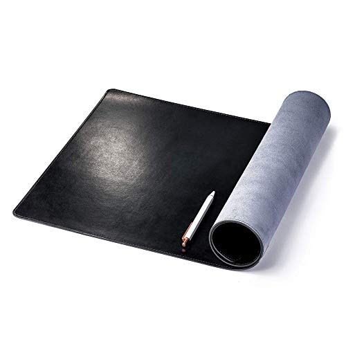 DACASSO Bonded Leather No Core Rollable Desk Mat/Pad - Luxury Leather Desk Blotter for Writing - Executive Desk Surface Protector - (Black, 32” x 15”)