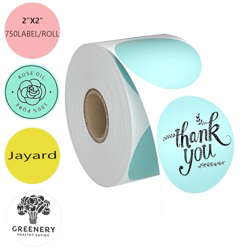 2" Circle Direct Thermal Labels, Thermal Printer Labels for Name Tag, DIY, QR Code, Self-Adhesive Address Shipping Stickers, Green Circle Sticker Labels Compatible with Zebra, Rollo, MUNBYN,750Lables - color: 2x2-green