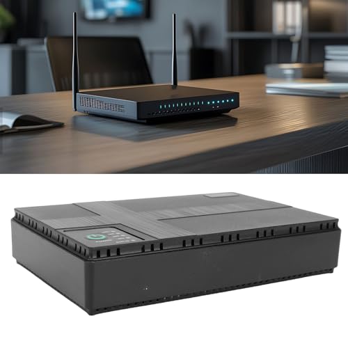 Zunate UPS Battery Backup Power Supply Compact Uninterruptible Power Supply with 6 Outputs POE LAN Port for WiFi Router Modem Camera Security System Black ABS 180x105x32mm (US Plug)