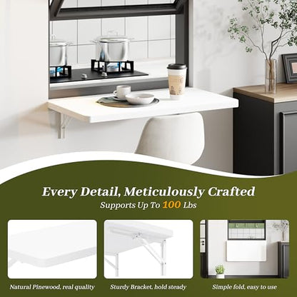 Dogsky Floating Wall Desk 24" x 14" - 100 lbs Heavy Duty Solid Pine - color: White, size: 24" x 14"