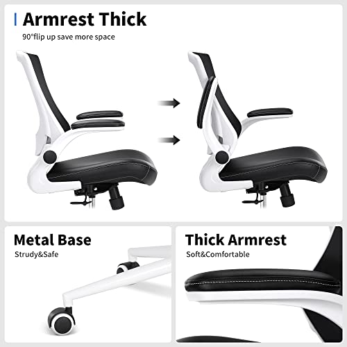 Misolant Drafting Chair, Tall Office Chair for Standing Desk, High Office Chair with Adjustable Lumbar Support and Footrest Ring, Standing Desk Chairs Adjustable Height - color: White