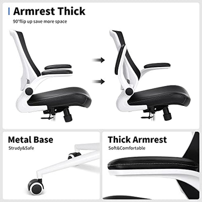 Misolant Drafting Chair, Tall Office Chair for Standing Desk, High Office Chair with Adjustable Lumbar Support and Footrest Ring, Standing Desk Chairs Adjustable Height - color: White