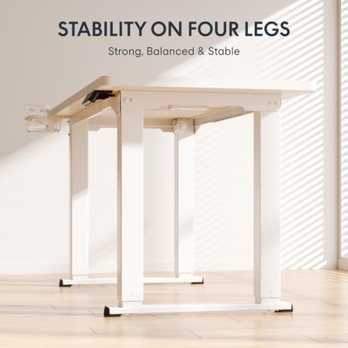 FLEXISPOT 4-Leg Standing Desk, 78"x32", Dual Motor Electric, White - size: 71"x32"