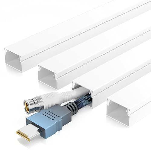 Delamu 57in Cord Hider, Cord Covers for 1 Wire, Paintable Cable Hider, Wire Covers for Cords on Wall, Wire Hiders for TV on Wall, Cable Cover Cable Management, W0.59in H0.40in - color: White, size: 57in x 0.59in x 0.40in