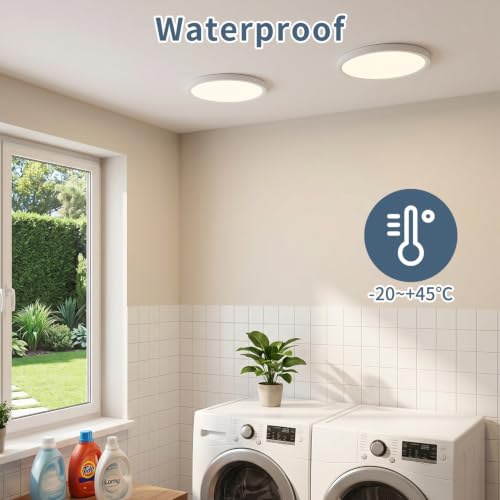 2 Pack 7.1 inch LED Flush Mount Ceiling Light, 5CCT&15W(White) | 1500Lm,0.67 Ultra Thin, Low Profile,Round Ceiling Light Fixture for Living Room,Bedroom, Kitchen, Closet, Hallway,Hallway - color: White, size: 7.1"-2pack