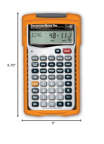 Calculated Industries 4065 Construction Master Pro Advanced Construction Math Feet-inch-Fraction Calculator for Contractors, Estimators, Builders, Framers, Remodelers, Renovators and Carpenters | Advanced Construction Math, Feet-Inch-Fractions, For Contra