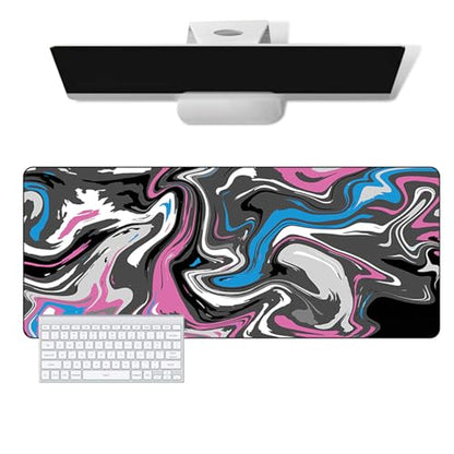 Rcege Large Gaming Mouse Pad Extended Desk Mat with Non Slip Stitched Edge - color: Abstract Purple, size: 23.6L x 11.8W inches