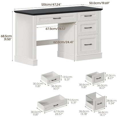 Halitaa Farmhouse 47" Executive Desk with File Drawer, Black Brown - color: Black, size: Style 2