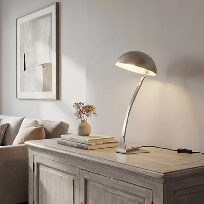 18.4" Metal Desk Lamp Modern Industrial Table Lamp, Adjustable Neck Architect Lights (3000K) with On/Off Switch, Bedside Reading Lamps for Office Bedroom Study Room Side Table (Nickel) - color: Brushed Nickel