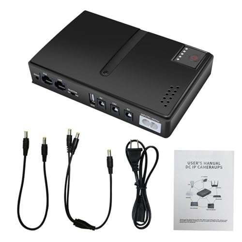 UPS 5V 15V 24V POE 5V 9V 12V Uninterruptible Power Supply, USB 18W Output DC Mini UPS Battery Backup for Camera Router Optical Modem, Compact Basic Standby UPS System (US Plug)