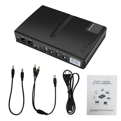 UPS 5V 15V 24V POE 5V 9V 12V Uninterruptible Power Supply, USB 18W Output DC Mini UPS Battery Backup for Camera Router Optical Modem, Compact Basic Standby UPS System (US Plug)