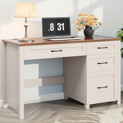 Vabches Farmhouse 47" Executive Desk with 4 Drawers, Unique White - color: Unique White, size: Style 2