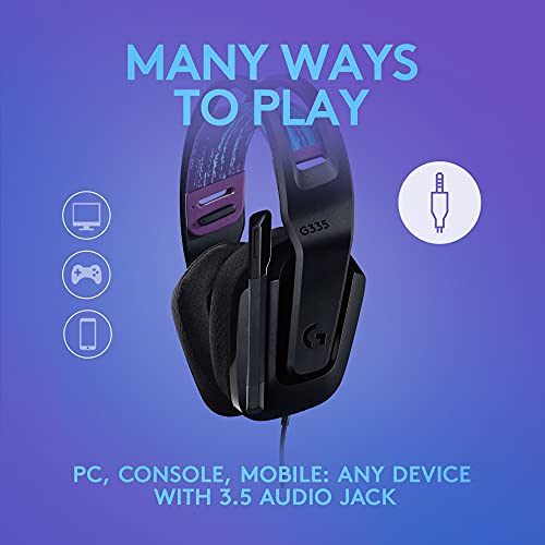 Logitech G335 Wired Gaming Headset (with Flip to Mute Microphone) - Black - color: Black, style: Wired