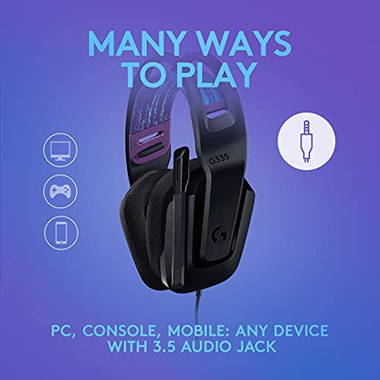 Logitech G335 Wired Gaming Headset (with Flip to Mute Microphone) - Black - color: Black, style: Wired