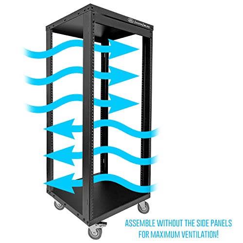 AxcessAbles 22U 19-Inch Rolling IT Server Rack 550LB Heavy Duty Open Frame with Removable Side Panels Large 3-Inch Locking Casters for Servers Networking and Rackmount Gear Includes 5mm and 6mm Screws - color: RK22U