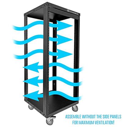 AxcessAbles 22U 19-Inch Rolling IT Server Rack 550LB Heavy Duty Open Frame with Removable Side Panels Large 3-Inch Locking Casters for Servers Networking and Rackmount Gear Includes 5mm and 6mm Screws - color: RK22U