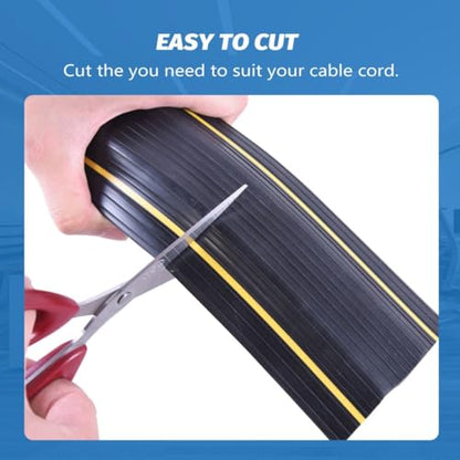 10FT Floor Cord Cover, Heavy Duty PVC Floor Cable Cover,Wire Cover to Protect Wire Prevent Cable Trips for Home Office,Cavity Size 0.94" by0.4 - size: 3 Channel 10 ft