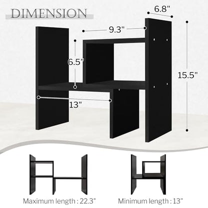Jerry & Maggie Adjustable Rotatable Wood Desktop Display Shelf Black - color: Black