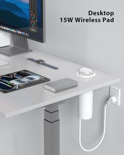 Motorized Pop Up Countertop Outlet with 45W USB C Charging Station | 4AC Outlets & 4 USB & 15W Wireless Charger, 3.15in Hole PopUp Power Electrical Outlets for Kitchen Desktop Counter - color: White