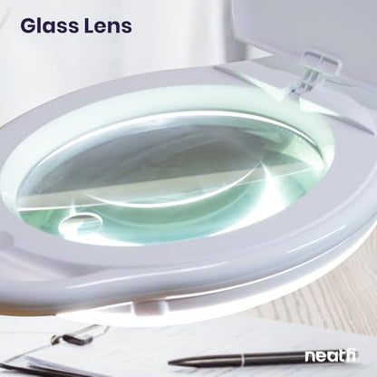 Neatfi Elite XL HD LED Magnifying Lamp | 7-Inch Lens | 1.75X + 4X Magnification | Dimmable | 3 Light Modes (3000K / 4000K / 6500K) | Adjustable Arm | Glare-Free (White-2, 7-inch Lens, CCT with Clamp) - color: White-2