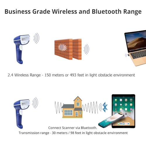 ScanAvenger 1D and 2D Portable Wireless Bluetooth Barcode Scanner: 3-in-1 - Cordless, Rechargeable Scan Gun for Inventory Management - Wireless, Handheld, USB Bar Code/QR Code Reader - Hand Scanner - style: 1D&2D With Replaceable Battery & No Next Gen Sta