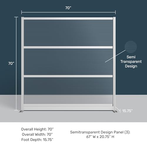 Stand Up Desk Store Aesthetic Modular Room Divider Wall | 70" W x 70" H Office Partition Walls & Cubicle Wall Dividers | Lightweight, Durable, Translucent Partition Wall Divider for Workspaces - size: 70" x 70"