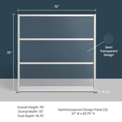Stand Up Desk Store Aesthetic Modular Room Divider Wall | 70" W x 70" H Office Partition Walls & Cubicle Wall Dividers | Lightweight, Durable, Translucent Partition Wall Divider for Workspaces - size: 70" x 70"