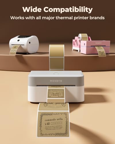 MUNBYN 2x2 Thermal Labels, 750 Sheets/Roll, Brown - color: Brown, size: 2x2"