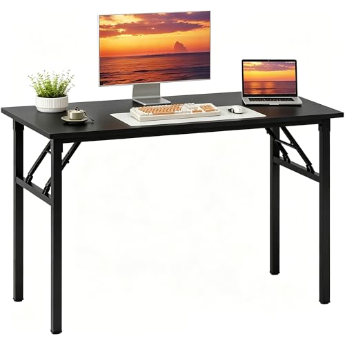 Need Home Office Desk 47 inch - No Assembly Folding Computer Table with BIFMA Certification,Computer Table Workstation Perfect for Teens/Office/Home | Black Frame Writing Gaming Work Table/Foldable Home Office Desk/Sewing Table, No Assembly Required - col