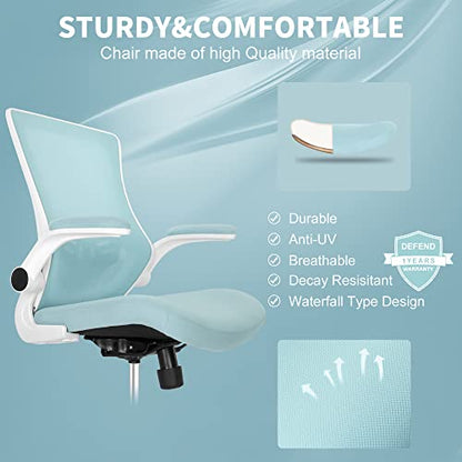 Misolant Tall Office Chair, Drafting Chair for Standing Desk, High Office Chair with Adjustable Lumbar Support, Flip-up Arm and Footrest Ring, Tall Drafting Chair for Bar Height Desk - color: Sky Blue