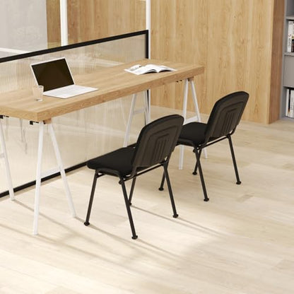 RELAX4LIFE Reception Waiting Room Chairs - Office Guest Chairs Set of 2 w/Ergonomic Backrest & Padded Seat, Armless Lobby Chair for Home Church Conference Meeting, Stackable Reception Chairs (2)