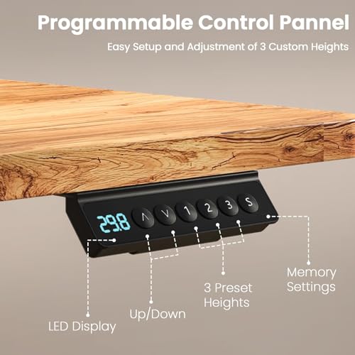 Kingant Standing Desk with Dual Drawers,Electric Height Adjustable 55"x 30" - color: Light Rustic Brown, size: 55" x 30"