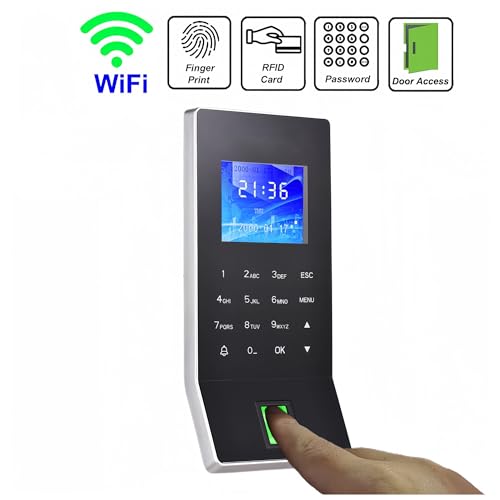 WiFi Biometric Fingerprint Time Clock For Small Businesses Door Lock Access Control System Finger And Card Time And Attendance For Offices, Factories, Hotels, Schools and More(ID without Adapter) - size: ID without Adapter