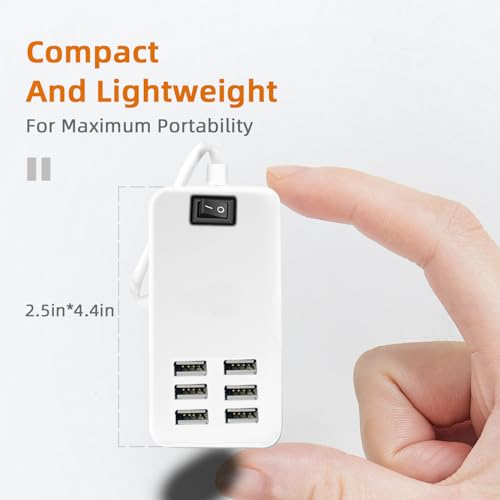 USB Charger Station Multi Port, Portable 6 Ports Chargers for Multiple Devices, Wall Charger Adapter for iPhone 17 16 15 pro max Samsung Galaxy S25/S24/S23