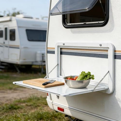 31.5 in Foldable Caravan Rv Tables, Aluminum Alloy Flip Fold Down Desk Lockable RV Folding Wall Table for Camper Van Traile Outside Picnic, Wall Mounted Folding Table Rv Picnic Table
