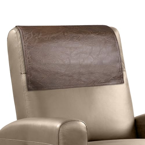 Recliner Headrest Protector Faux Leather Headrest Cover for Recliner Chair Headrest Cover Chair Arm Covers Couch Headrest Cover for Furniture Sofa Protector for Home Office 17 x 27In (Brown) - color: Brown, size: 43x69 Cm