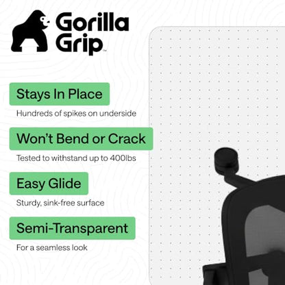 GORILLA GRIP Office Chair Mat for Carpet Floors, Heavy Duty 36x48 Clear - size: 36"x48", style: Carpet Floor