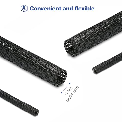 JOTO 10 Feet Cable Management Sleeve -Black - color: Black, size: 1 Pack, 120 Inches