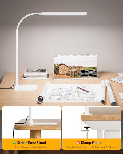 SUPERDANNY Eye-Caring LED Desk Lamp Work Lamp Office Lamp with Base - color: White, size: Base Stand