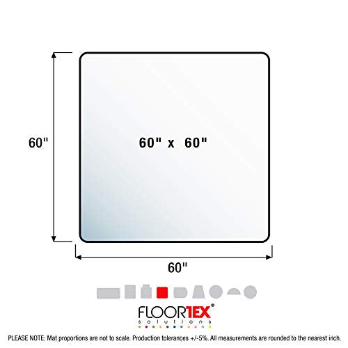 Floortex® Ultimat® Strong Polycarbonate Square Chair Mat for Low Pile Carpets - 60" x 60" - size: 60" x 60"
