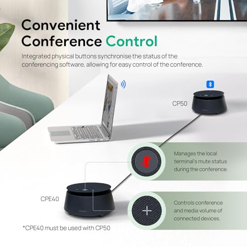 Yealink CPE40 Conference Speaker Expansion Microphone for CP50 | AI Noise Cancellation,8 360 Omni Mics Array,19.6ft Pickup,Daisy Chain up to 7 Speakerphones for Zoom,Teams,Large Meeting Room - size: CPE40