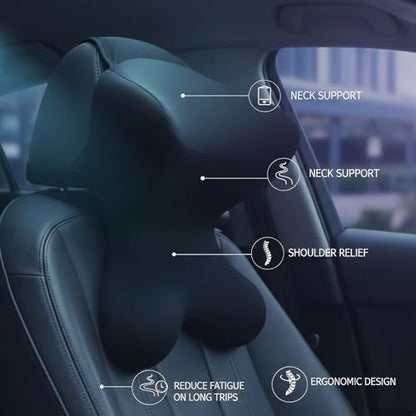 Car Neck Pillow for Driving Seat Car headrest Pillow/Gaming Chair Pillow with Adjustable Strap Removable Cover Ergonomic Design Neck Support Pillow for auto, Office Chair, Gaming Chair(Black) - color: Neck Black