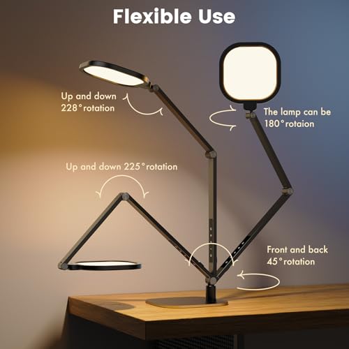 LitONES Desk Lamp for Home Office, Tall Computer Ring Light with CRI 97.8 - color: Black - 1 Pack
