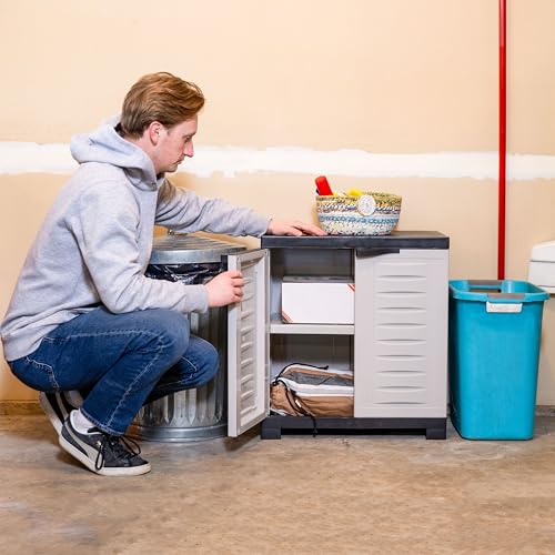 Sunnydaze 25.5" Garage Storage Cabinet with Adjustable Shelf, Gray - color: Grey, style: No Drawer - 25.5" H