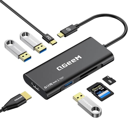 USB C Hub,7in1 Type c to 4K HDMI Multi‑Port Adapter Dongle Dock for Laptop - color: Black